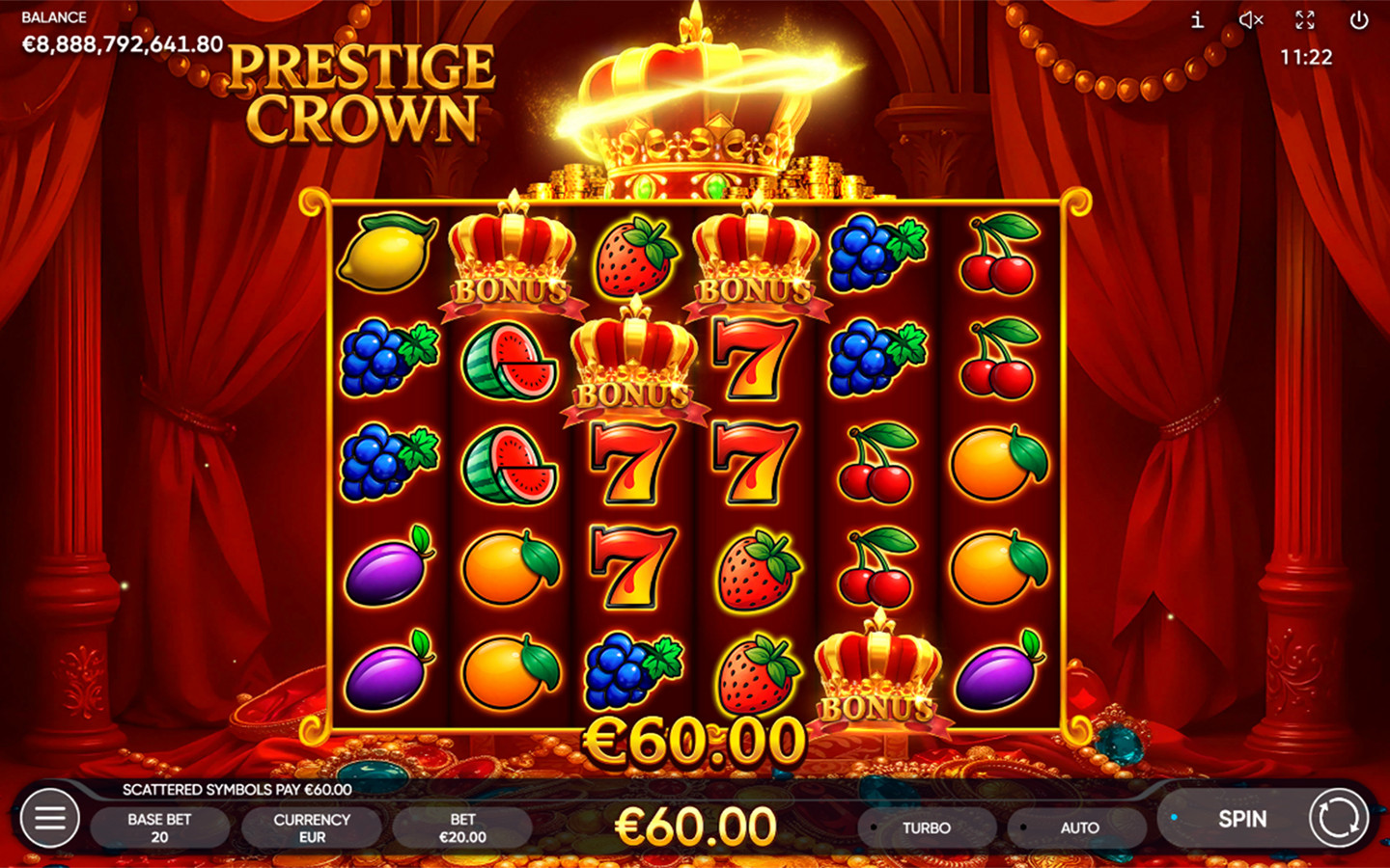 Play Prestige Crown demo game by Endorphina